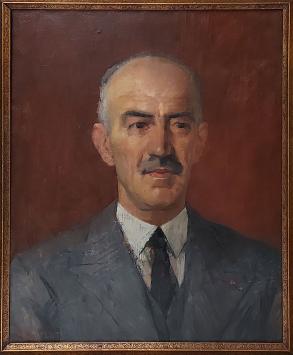 Belgische schilder R. Malfliet met een portret schilderij