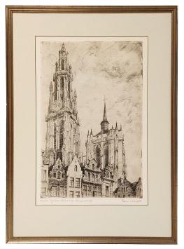 Gesigneerde en benoemde ets van Romain Malfliet kopen