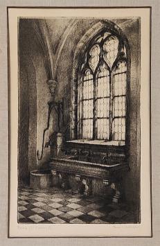 Belgische etser R. Malfliet met een ets