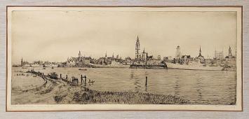 Belgische etser R. Malfliet met een grote ets