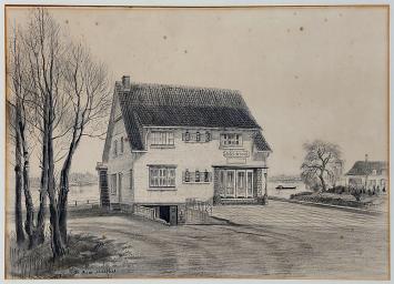 Belgische kunstenaar R. Malfliet met een tekening