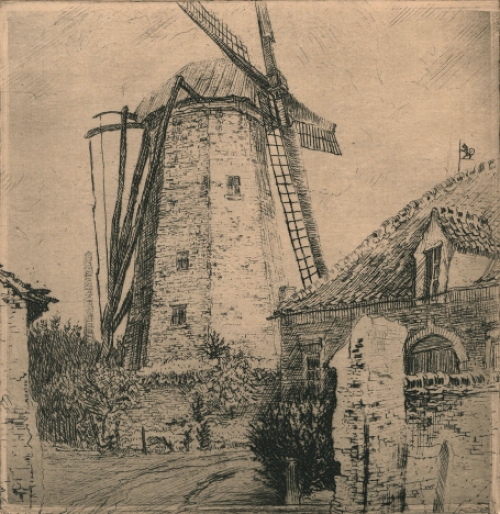 Molen, een ets van R. Malfliet