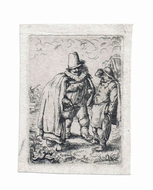 Man met plooikraag bij een boerenpaar