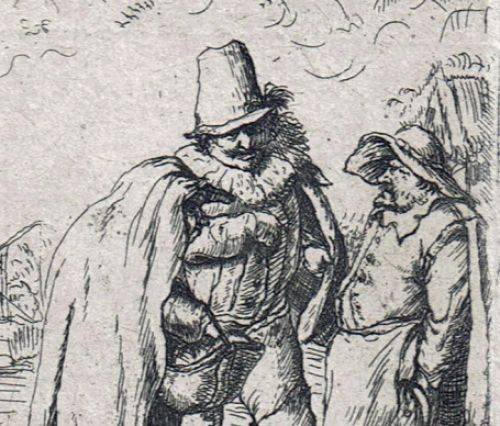 Man met plooikraag bij een boerenpaar