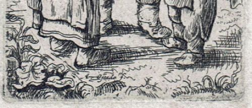 Man met plooikraag bij een boerenpaar