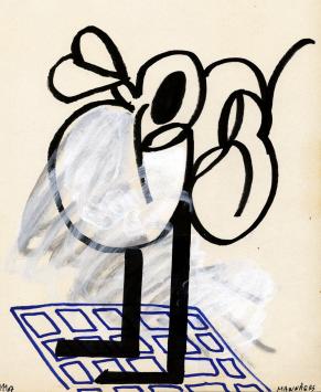 De hedendaagse kunstenaar Werner Mannaers met een kunstwerk