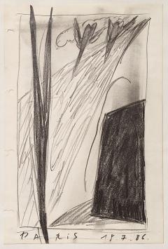 De hedendaagse kunstenaar Werner Mannaers met een tekening in houtskool