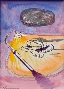 Belgian artist Marc Kennes with drawing