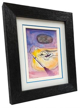 Opgehoogde tekening, liggend in het licht