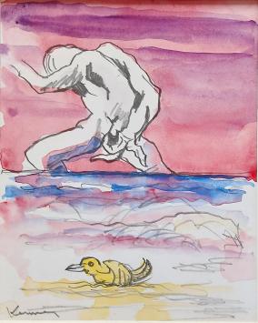 Belgian artist Marc Kennes with drawing