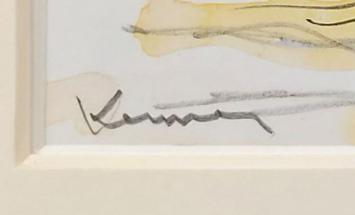 Opgehoogde tekening, wandelend in het water met de vogel