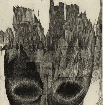 De Waalse kunstenaar Grafiek van  Marc Laffineur  met een gravure