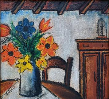 Marcel Beeckman met een stilleven uit 1979