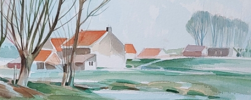 Marcel Cockx met een strak schilderij