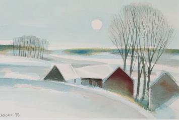 Marcel Cockx met een leuk strak schilderijtje uit 1986