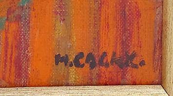 Marcel Cockx met een schilderijtje