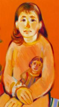 kunstenaar Marcel Cockx met een schilderij op canvas