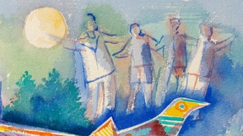 Marcel Cockx met een leuk schilderij