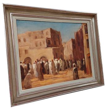 Stad met mensen in het Oosten