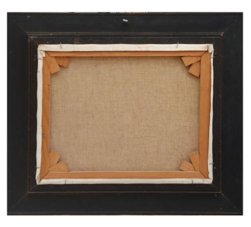 Landweg door het veld bij Orange hemel