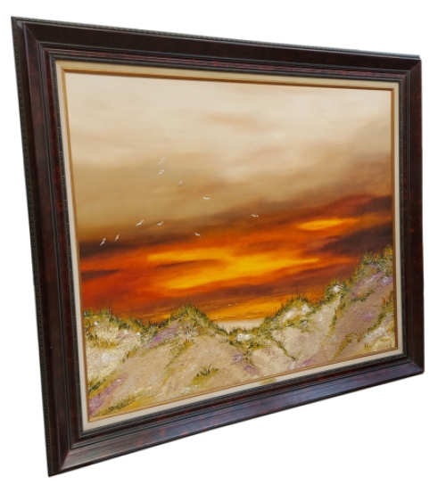 Duinenlandschap met fel gekleurde hemel 1990