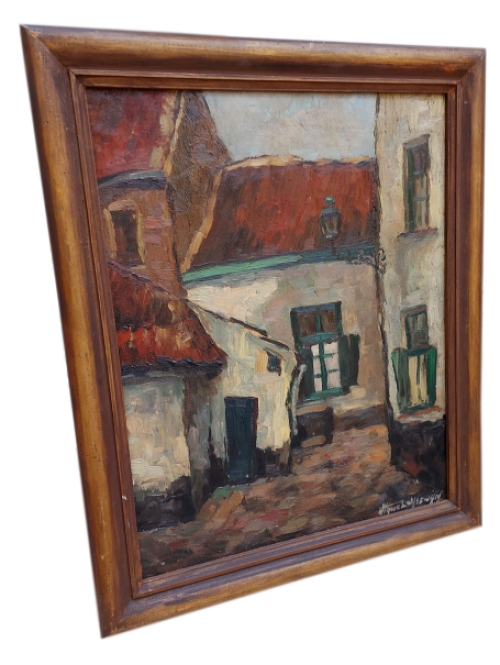 Marcel Ysewijn met een olieverfschilderijtje