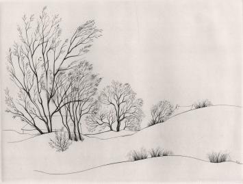 Margot Weemaes met een fijne ets