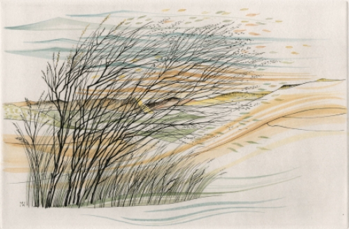 Margot Weemaes met een opgehoogde ets