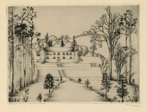 Een gesigneerde gravure van Margot Weemaes uit 1941