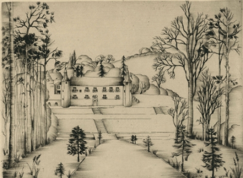 Margot Weemaes met een gravure