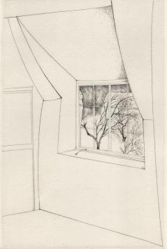 Margot Weemaes met een fijne ets