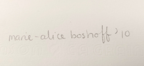 Marie-Alice Boshoff met een kleurenlitho