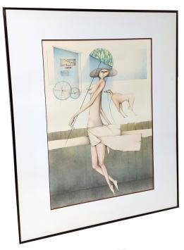 Bevallige dame op stap met haar hondje 1984