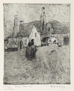 Marten van der Loo met een ets Begijnhof