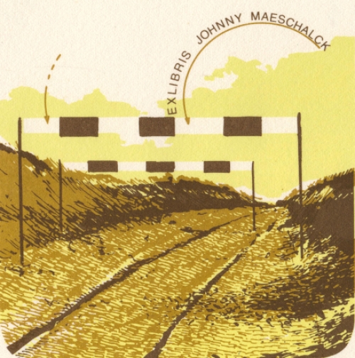 Martin Baeyens  met een ex libris voor Johnny Maeschalck