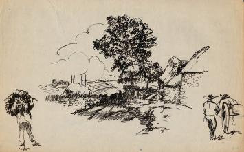 Schetsen van Frans Masereel op papier