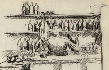 Tekening van Belgische tekenaar Frans Masereel uit zijn schetsboek