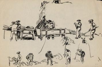 Schetsen van Frans Masereel op papier uit vroege periode