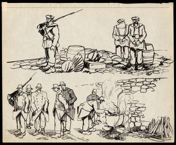 Soldaten getekend door Frans Masereel