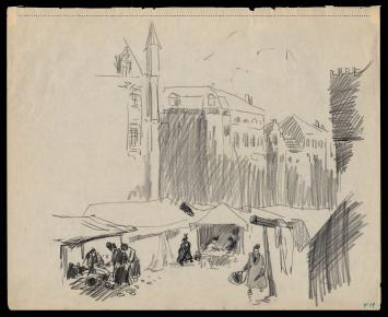 Schetsblad van F. Masereel met schetsen