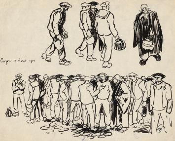 Tekeningen van Belgische tekenaar Frans Masereel uit zijn schetsboek