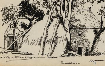 Studieschets van F. Masereel op papier