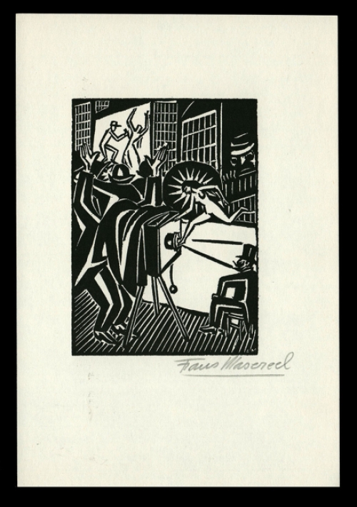 Houtsnede van Belgische kunstenaar Frans Masereel uit het werk l'idée