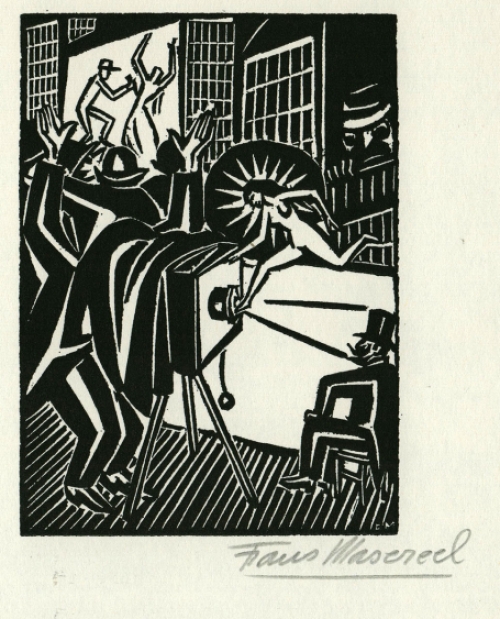 Woodcut by Belgian artist Frans Masereel from the work The Idea