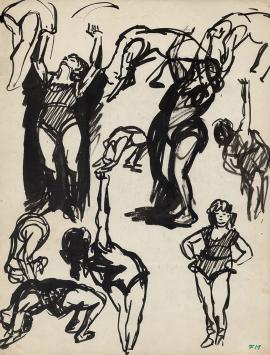 Frans Masereel – dessin expressif de figures dansantes, recto