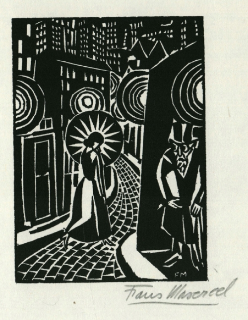 Getekende houtsnede van F. Masereel kopen