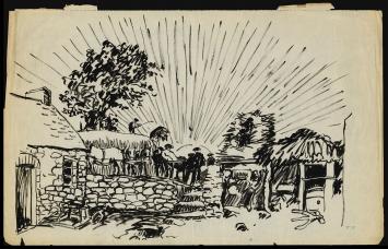 Groot schetsblad van F. Masereel kopen