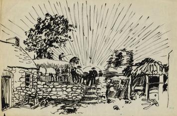 Schets van Frans Masereel op papier vroege periode