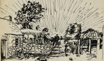 Tekening van Frans Masereel uit zijn schetsboek