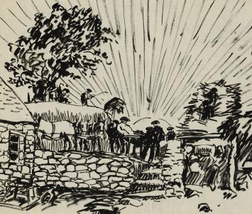 Studieschets van F. Masereel op papier